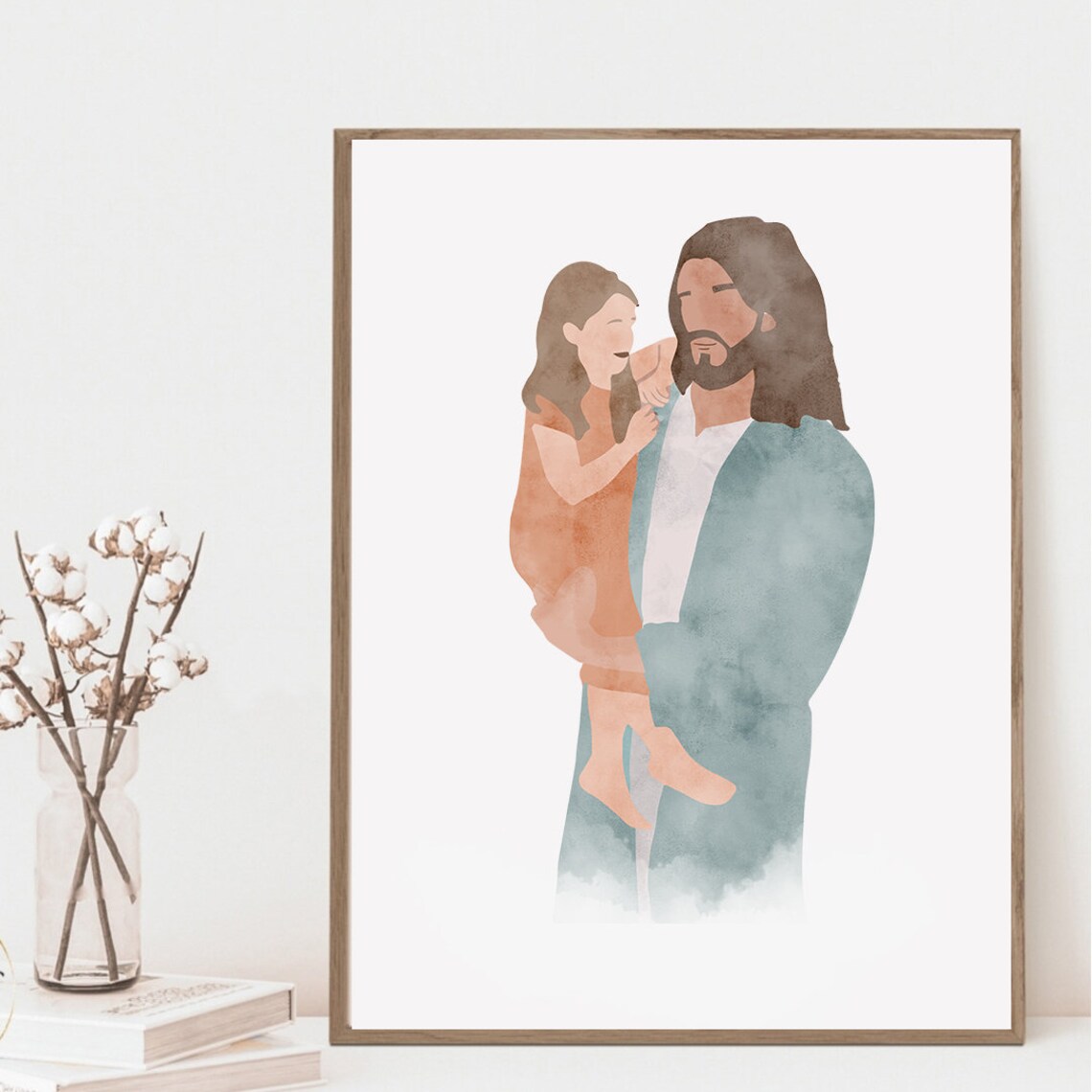 Jesus Carrying a Child I Am a Child of God Watercolor Poster