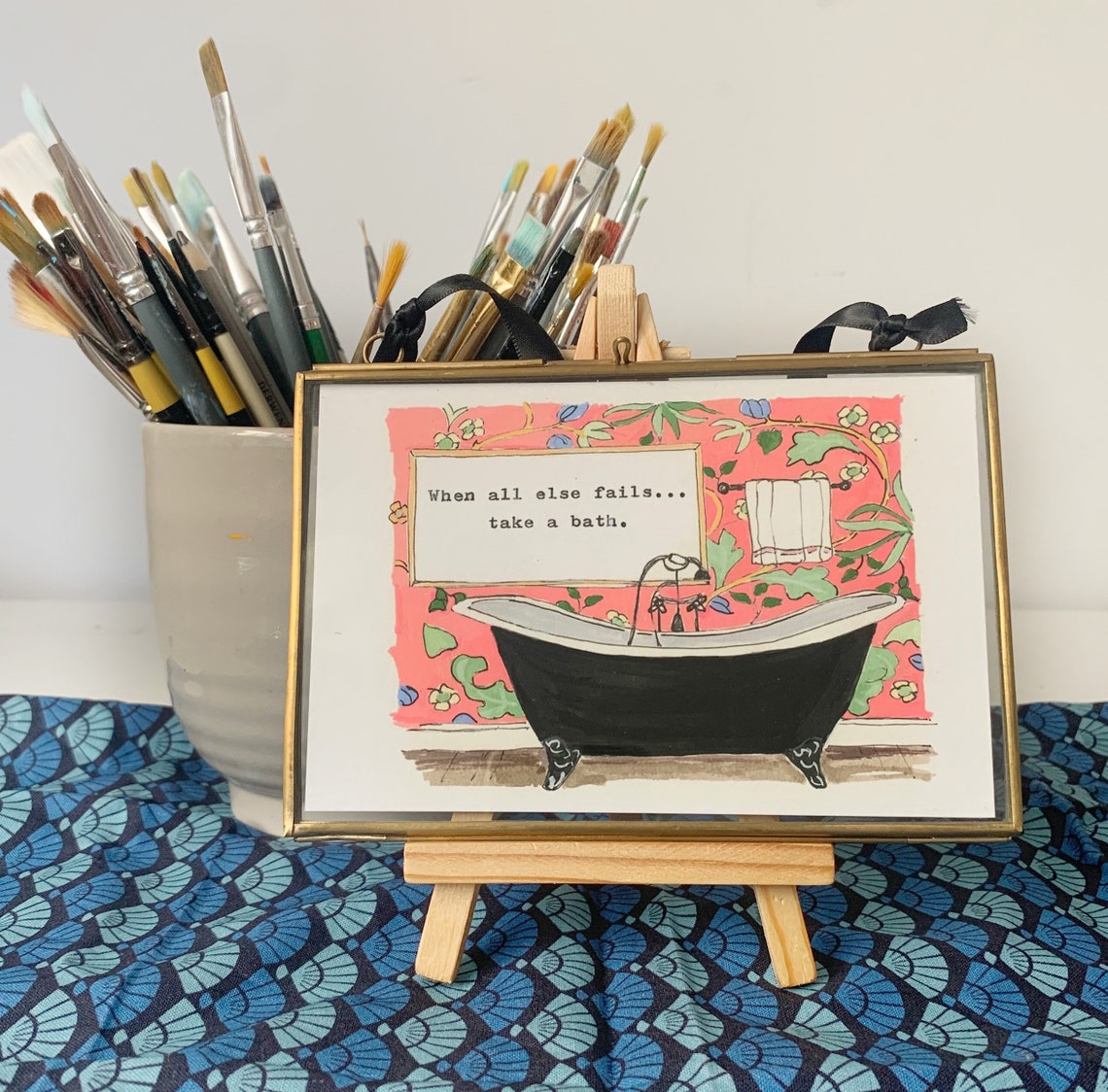 When All Else Fails Take a Bath Black Tub Funny Bathroom Art Print - Image 2