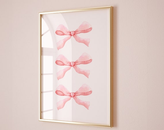 Blush Pink Bow Coquette Poster, Soft Girl Decor