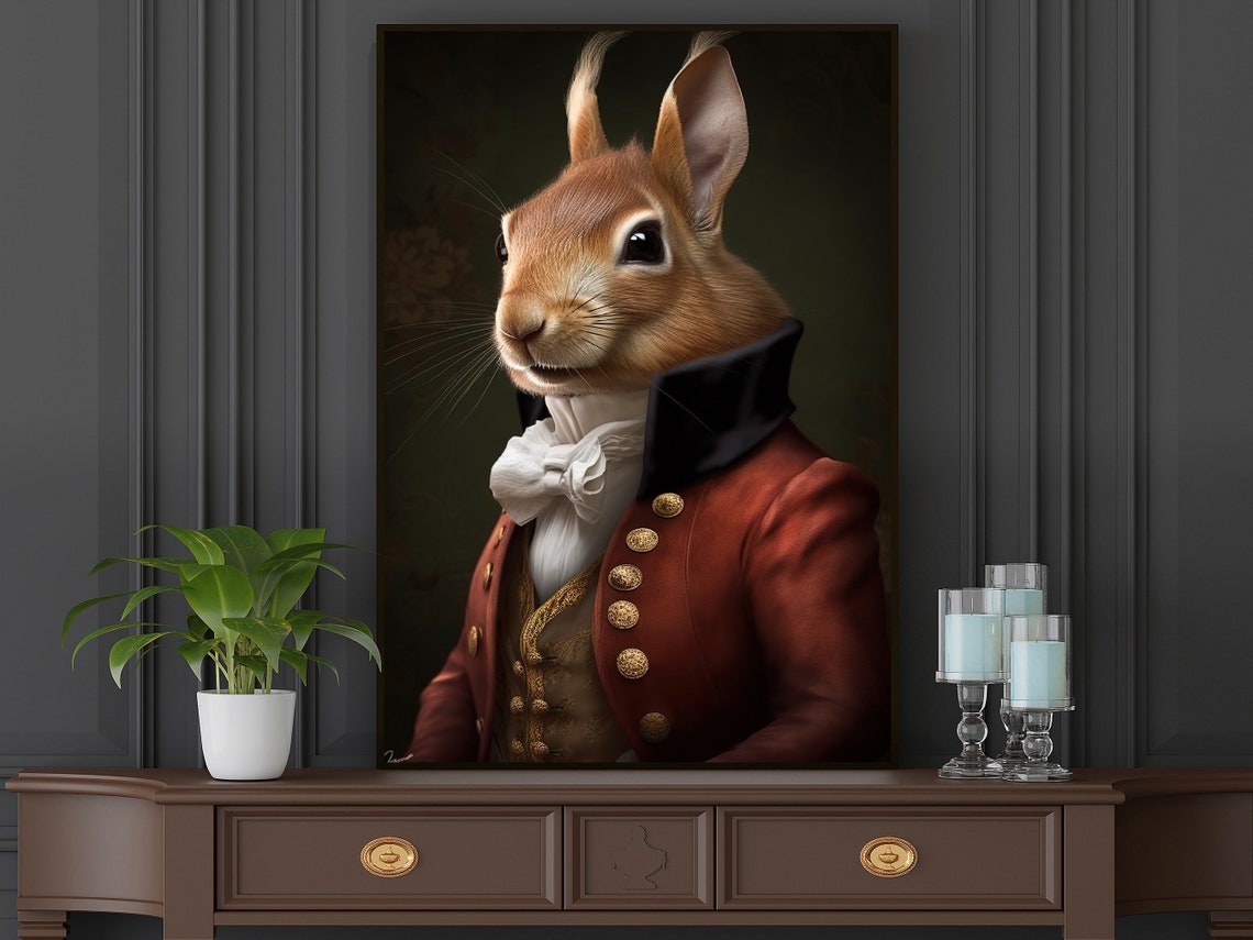 Gentleman Squirrel Portrait In Red Regency Military Coat Art Poster - Image 5