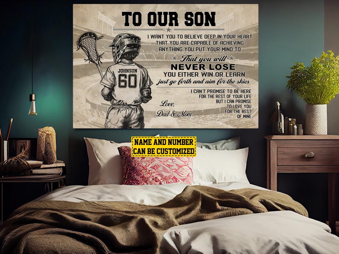 Lacrosse To Our Son Personalized Print Lacrosse Custom Poster Lacrosse Print Lacrosse Gift For Boy Son - Image 6