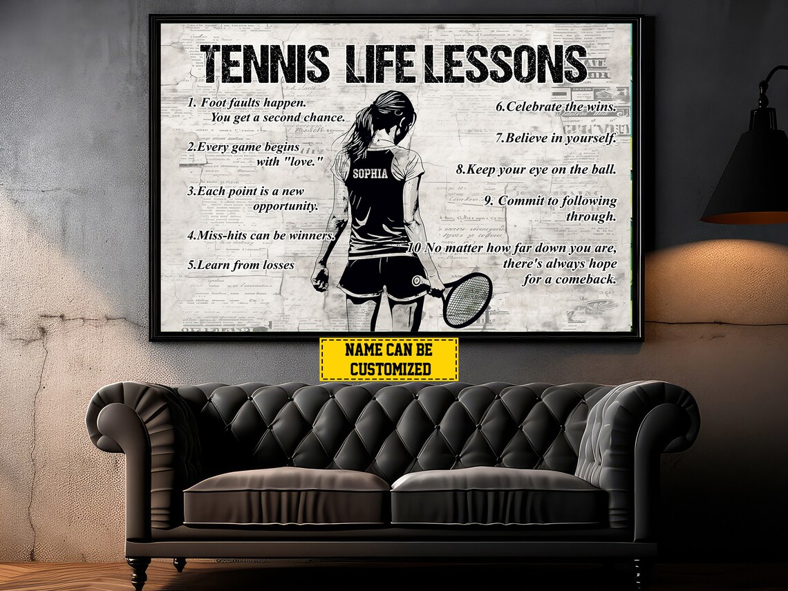 Personalized Tennis Life Lessons Art Print for Girls - Image 4