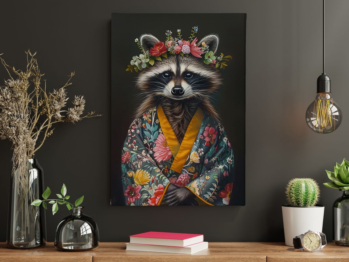 Vintage Maximalist Floral Raccoon Painting Matisse Raccoon Print Raccoon Print Animal Poster Print Wild Animal Wall Art - Image 4