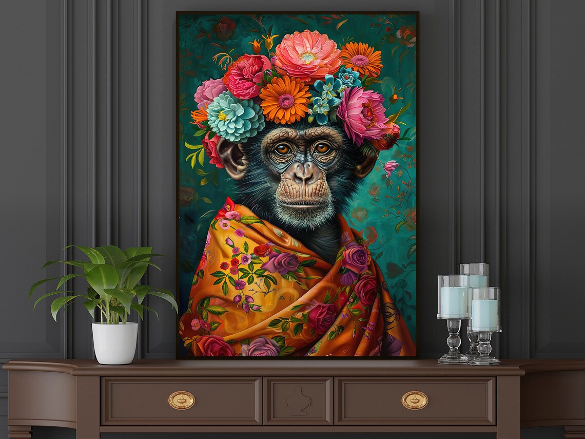 Vintage Maximalist Monkey Lady Poster Print - Image 5