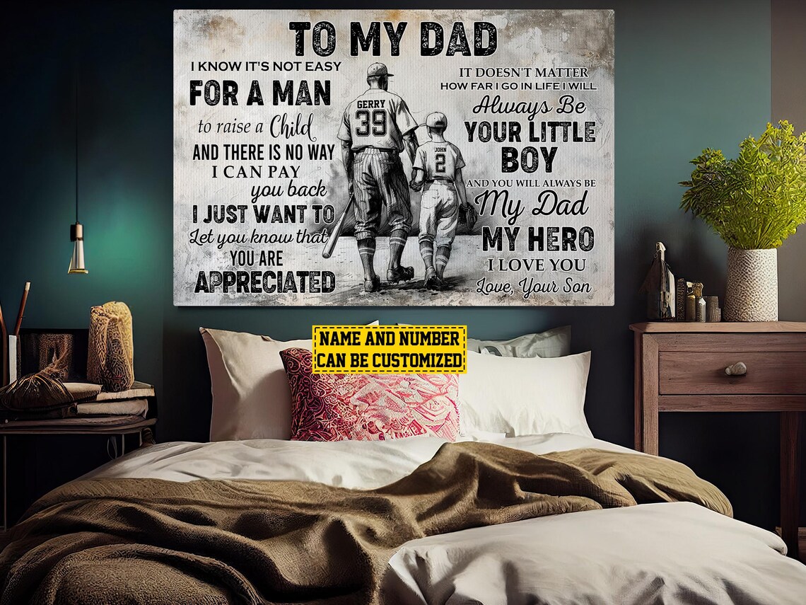 Baseball To My Dad Personalized Poster Print - Image 5