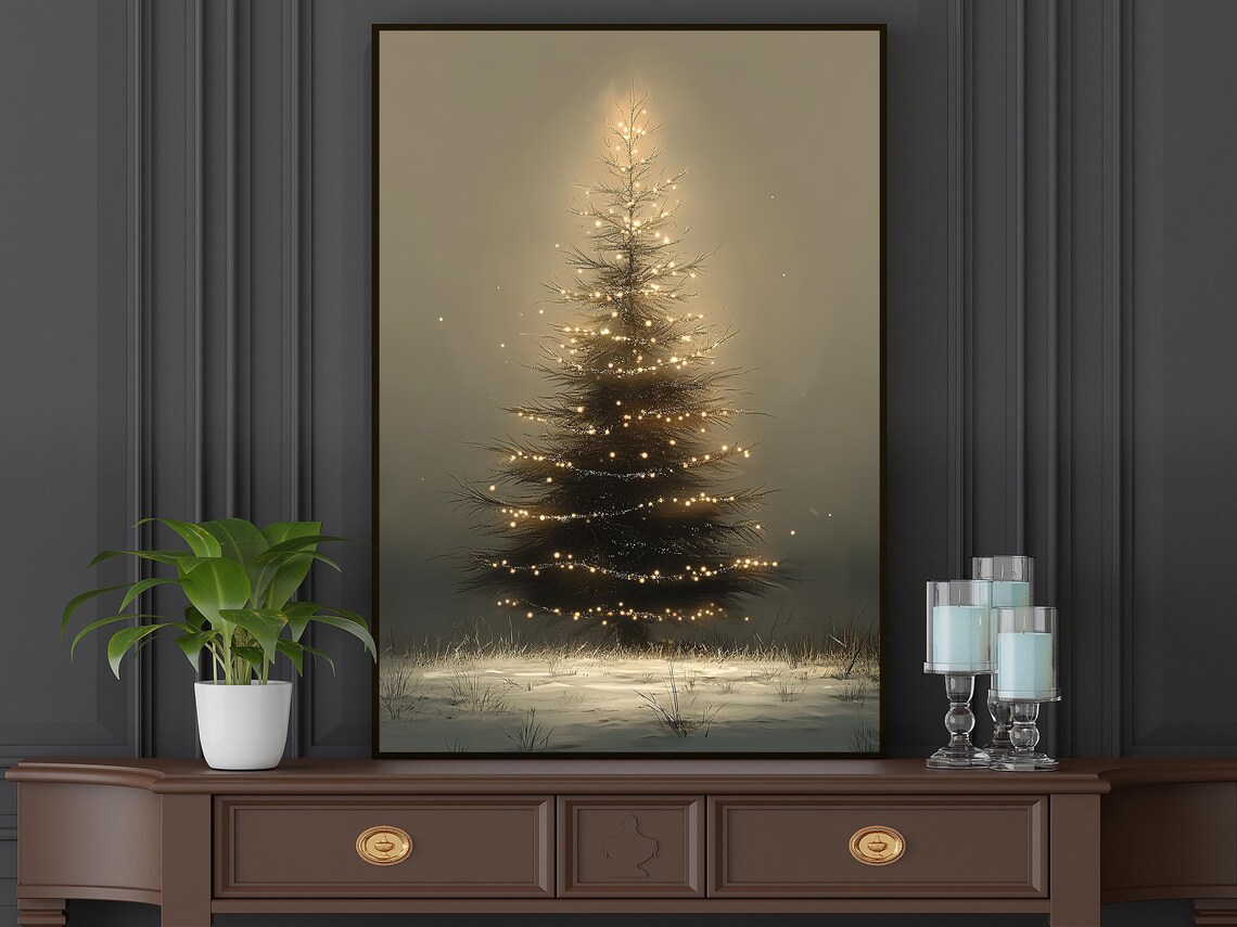 Vintage Cozy Christmas Tree Holiday Art Print - Image 4