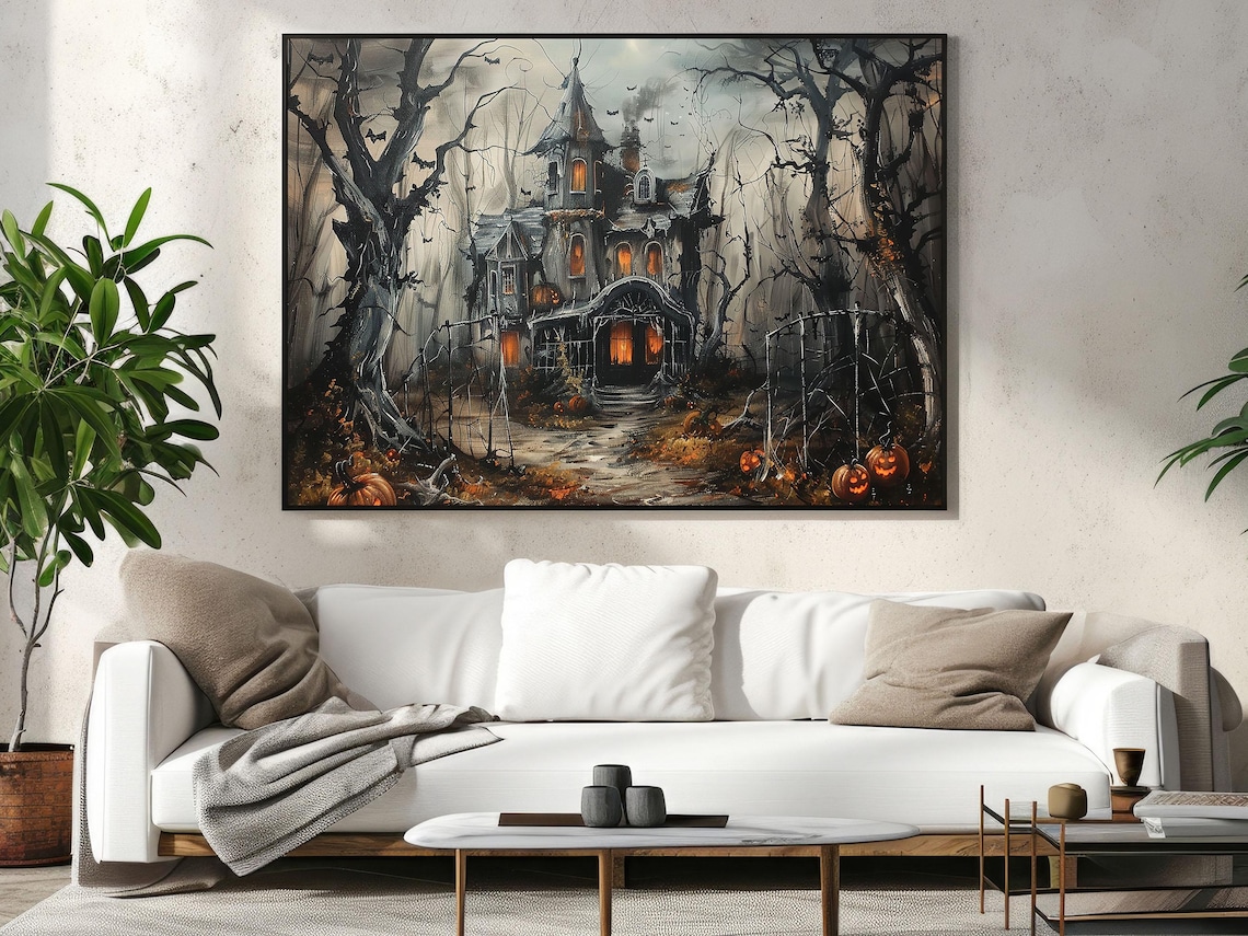 Dark Haunting Castle Halloween Wall Art Print - Image 4
