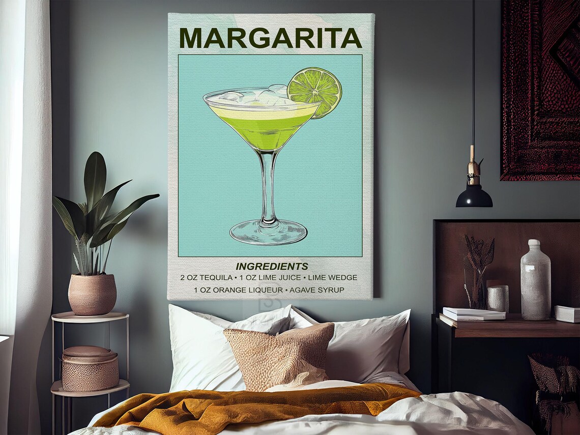 Retro Margarita Cocktail Recipe Wall Art With Ingredients Tequila Lime Poster - Image 4