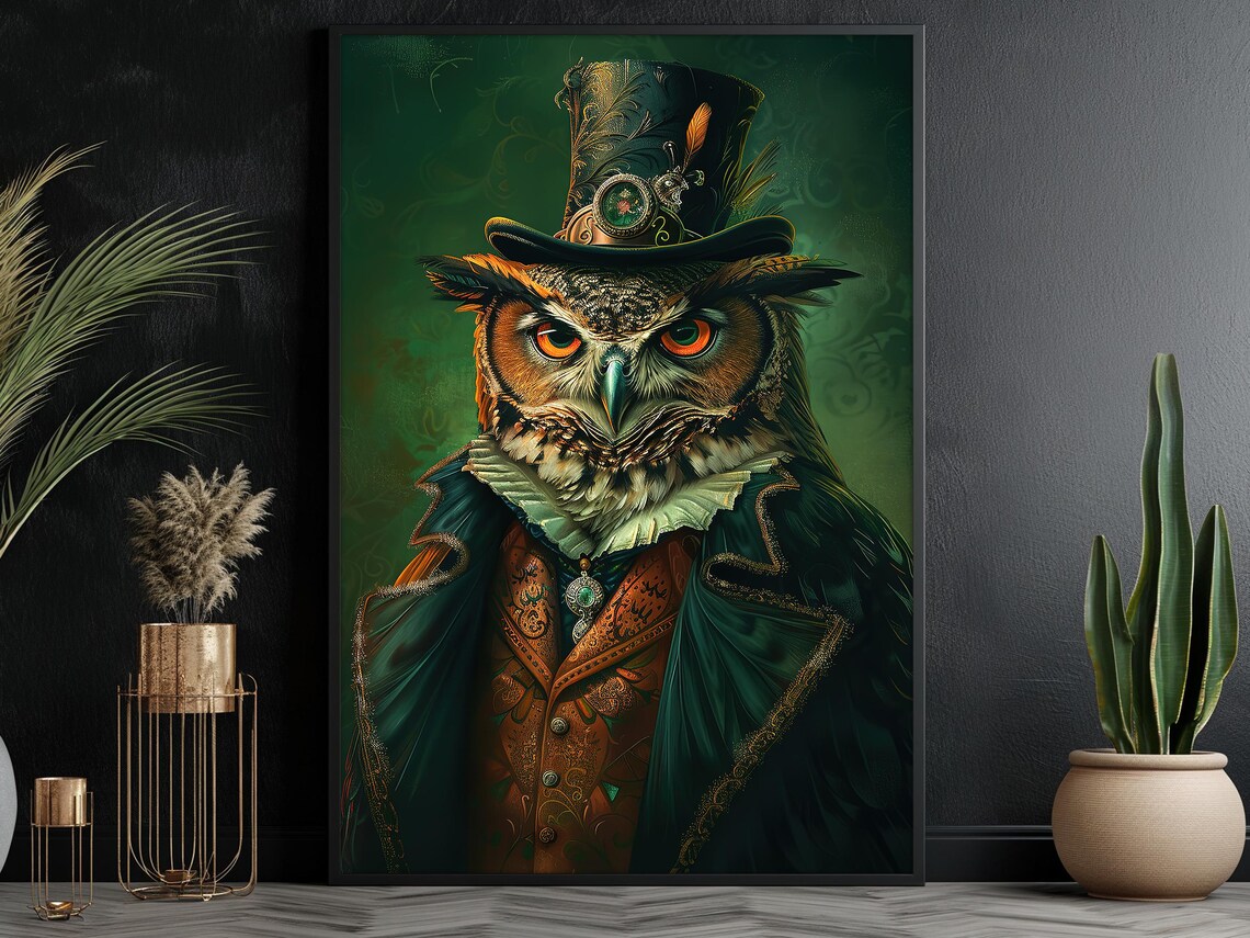 Gothic Owl In Suit Art Print, Dark Gentleman - Image 5