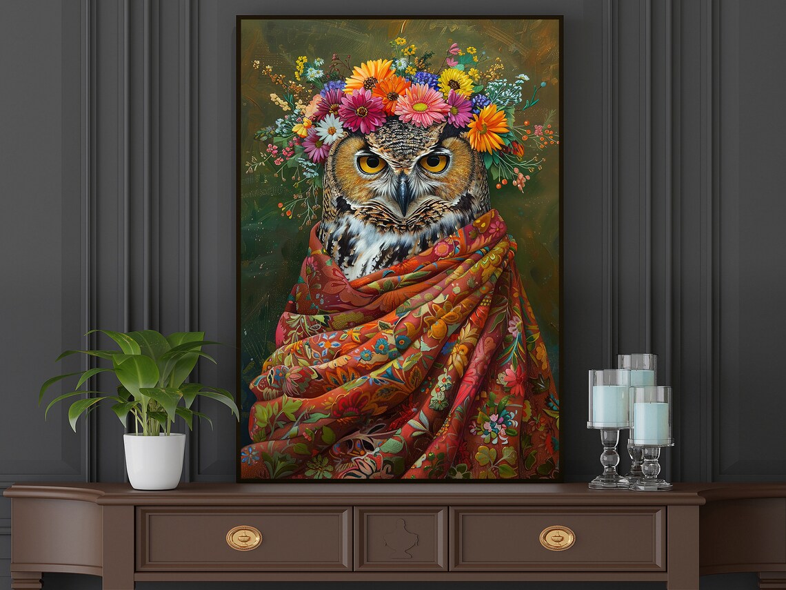 Matisse-Inspired Floral Owl, Vintage Animal Poster - Image 5