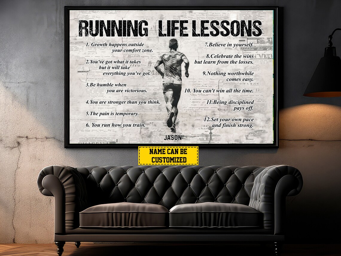 Running Life Lessons Personalized Poster, Runner Gift - Image 2