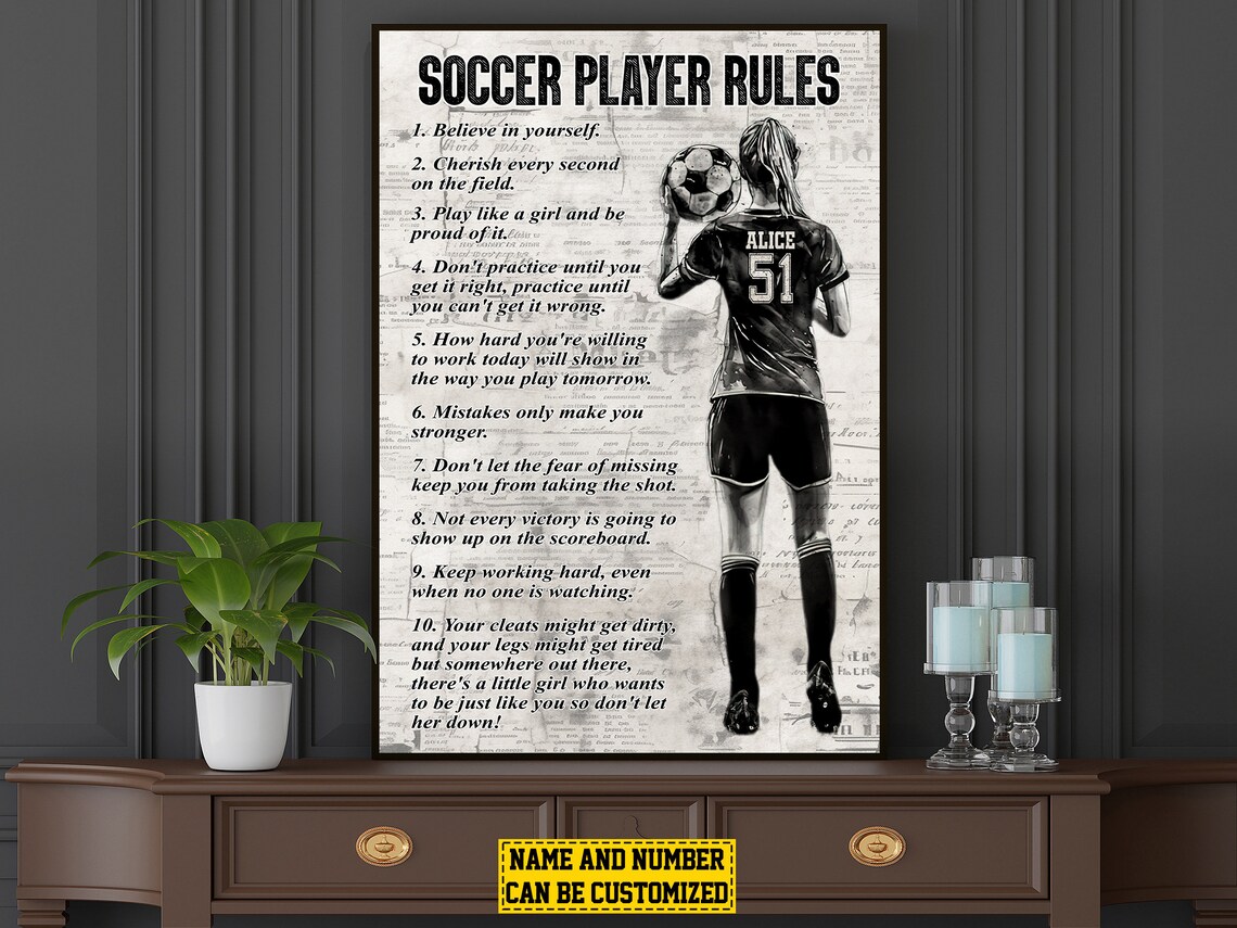 Soccer Player Rules Personalized Soccer Poster Print - Image 4