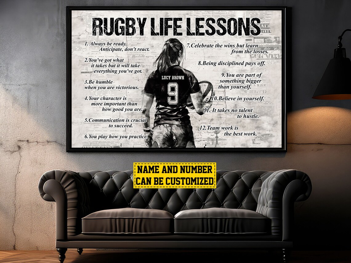 Personalized Rugby Life Lessons Art Print for Women - Image 5