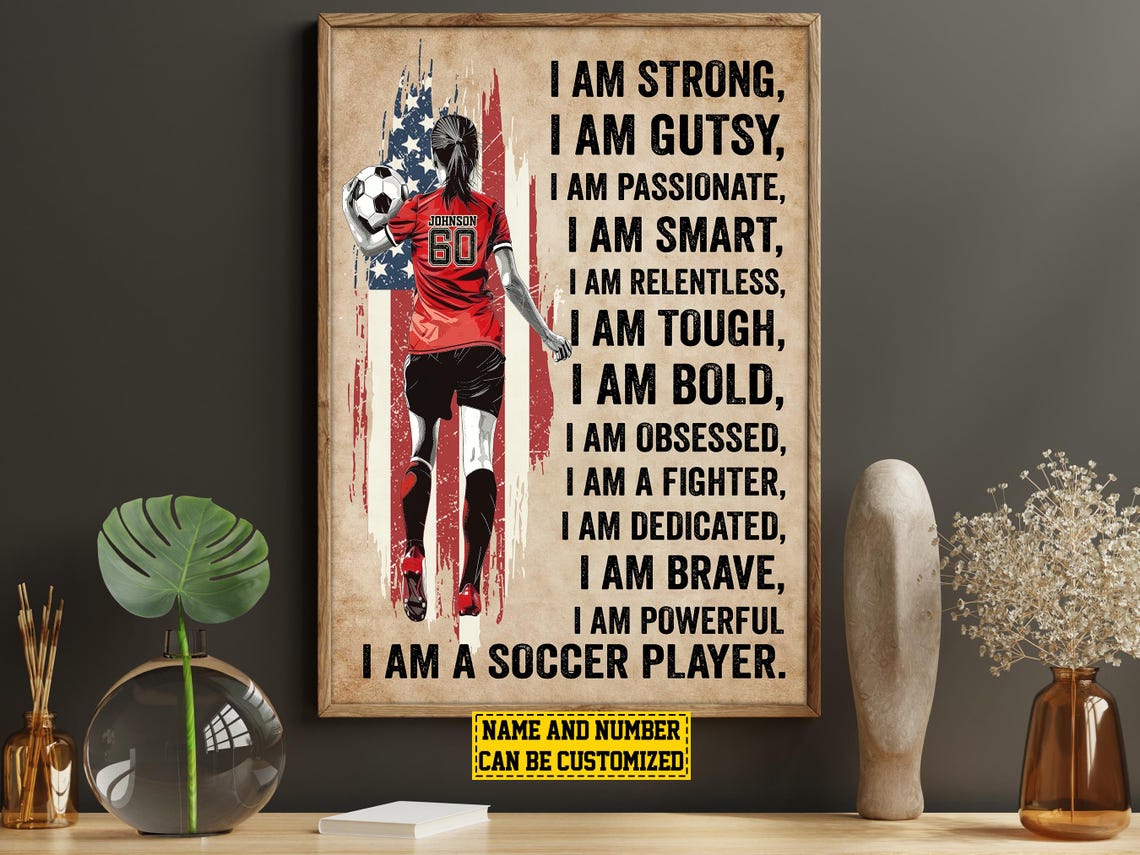 I Am a Soccer Player Affirmations Quote Personalized Girls Poster - Image 6