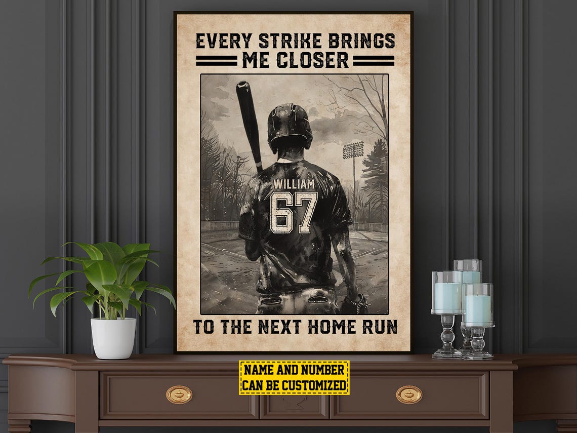 Baseball Players Personalized Print Baseball Poster Print Softball Gift For Boy Man - Image 6