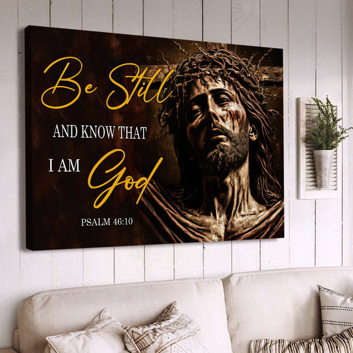 Be Still And Know That I Am God Psalm 46 10 Jesus Crown of Thorns Wall Art - Image 4