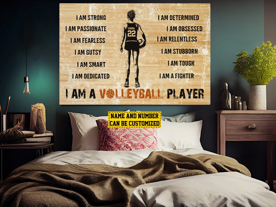 Volleyball Affirmations Personalized Poster Custom Name Number Wooden Wall Art - Image 3