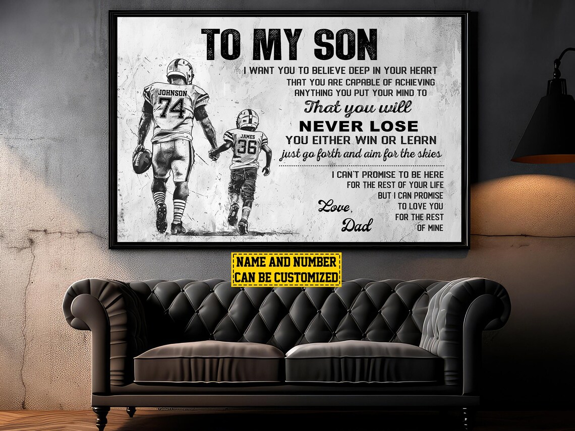 Football To My Son Personalized Gift Poster Print - Image 3