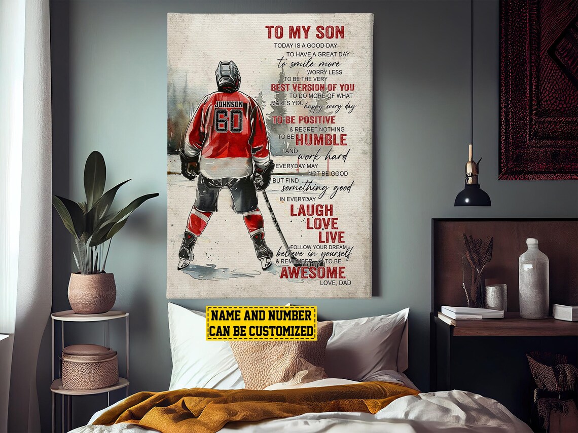 To My Son Hockey Player Personalized Art Print - Image 3