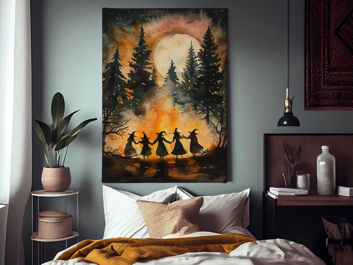 Haunted Witch Dancing Under Moon, Halloween Poster - Image 3
