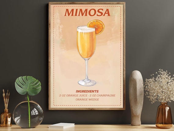 Mimosa Cocktail, Bar Decor Art Print