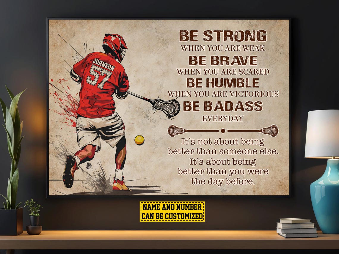 Vintage Lacrosse Player Personalized Print Lacrosse Poster Lacrosse Print Lacrosse Gift For Boy Man