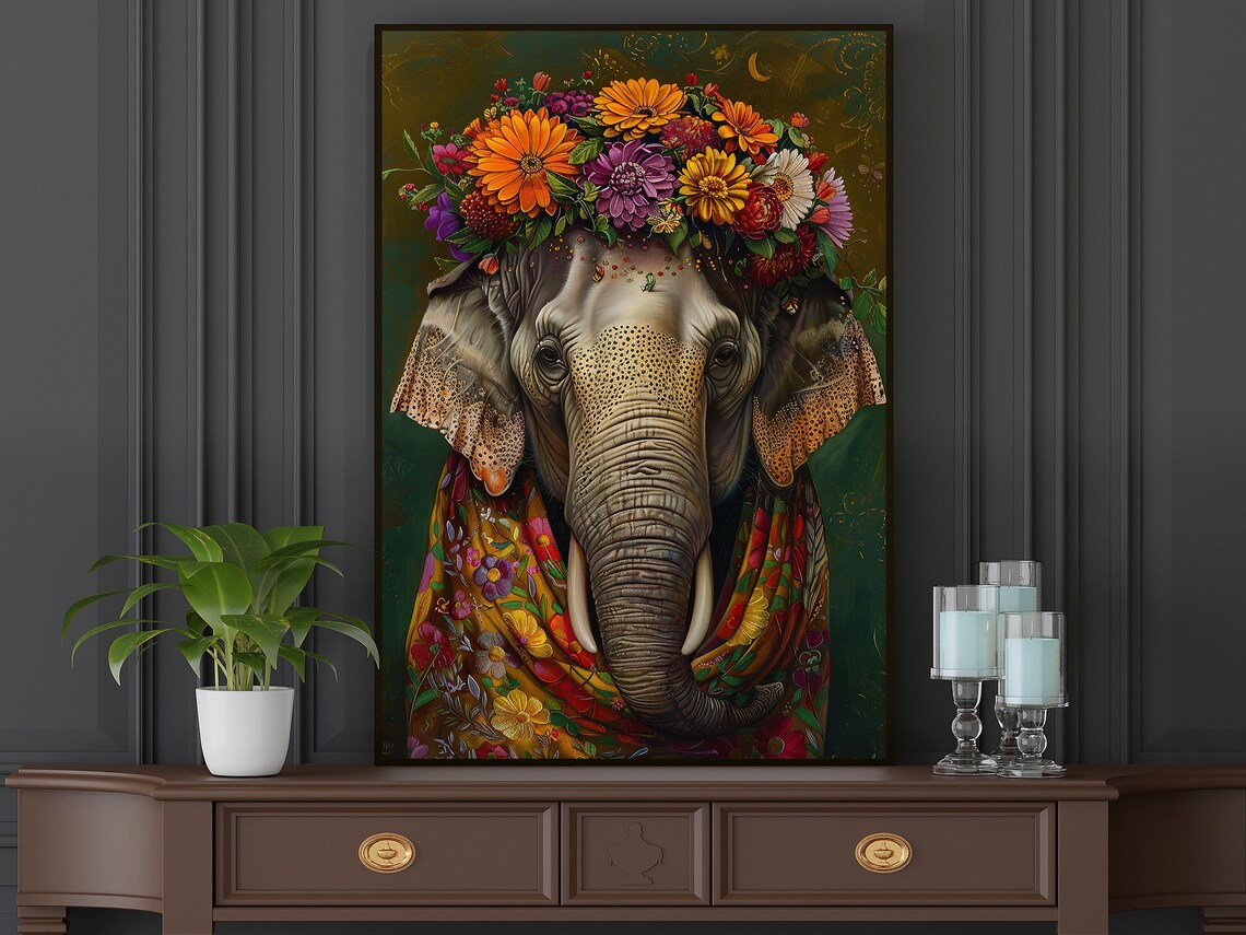 Matisse Floral Elephant Art Print, Animal Decor - Image 4