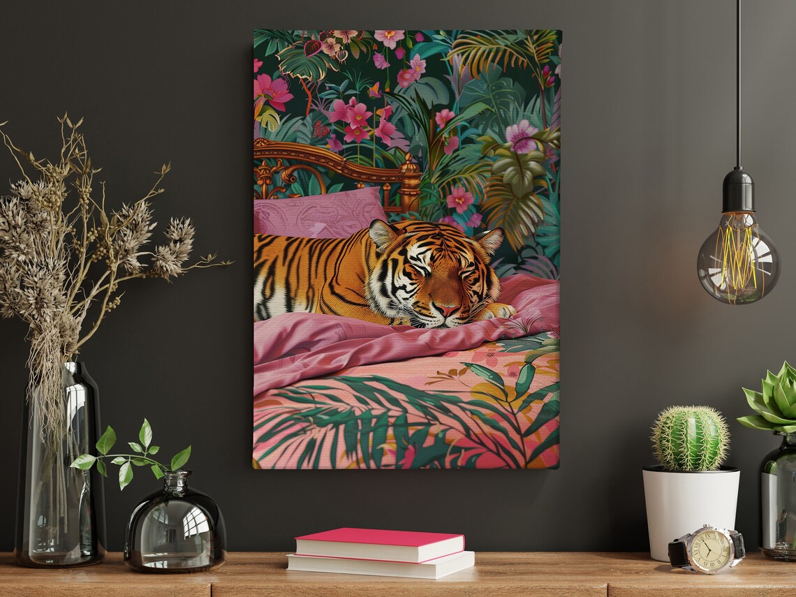 Matisse-Inspired Tiger Sleep On The Bed Art Print - Image 4
