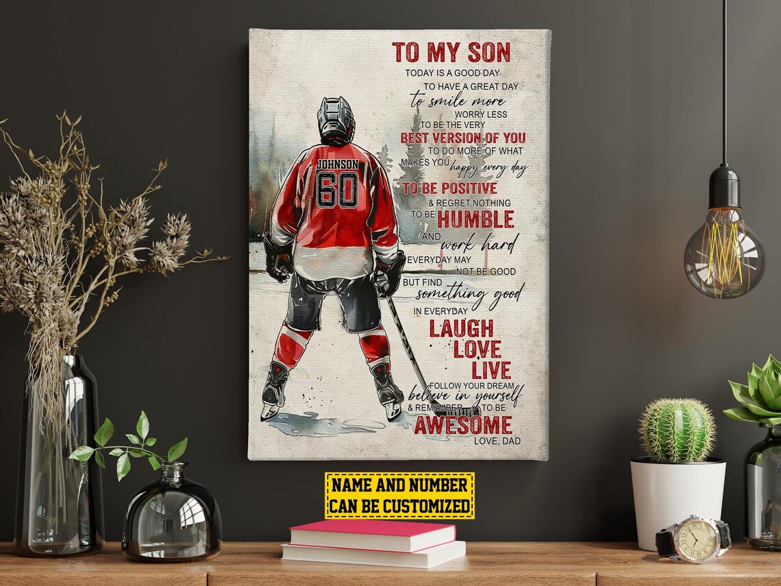 To My Son Hockey Player Personalized Art Print - Image 4