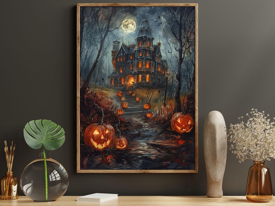 Dark Haunting Castle Halloween Poster Print - Image 6