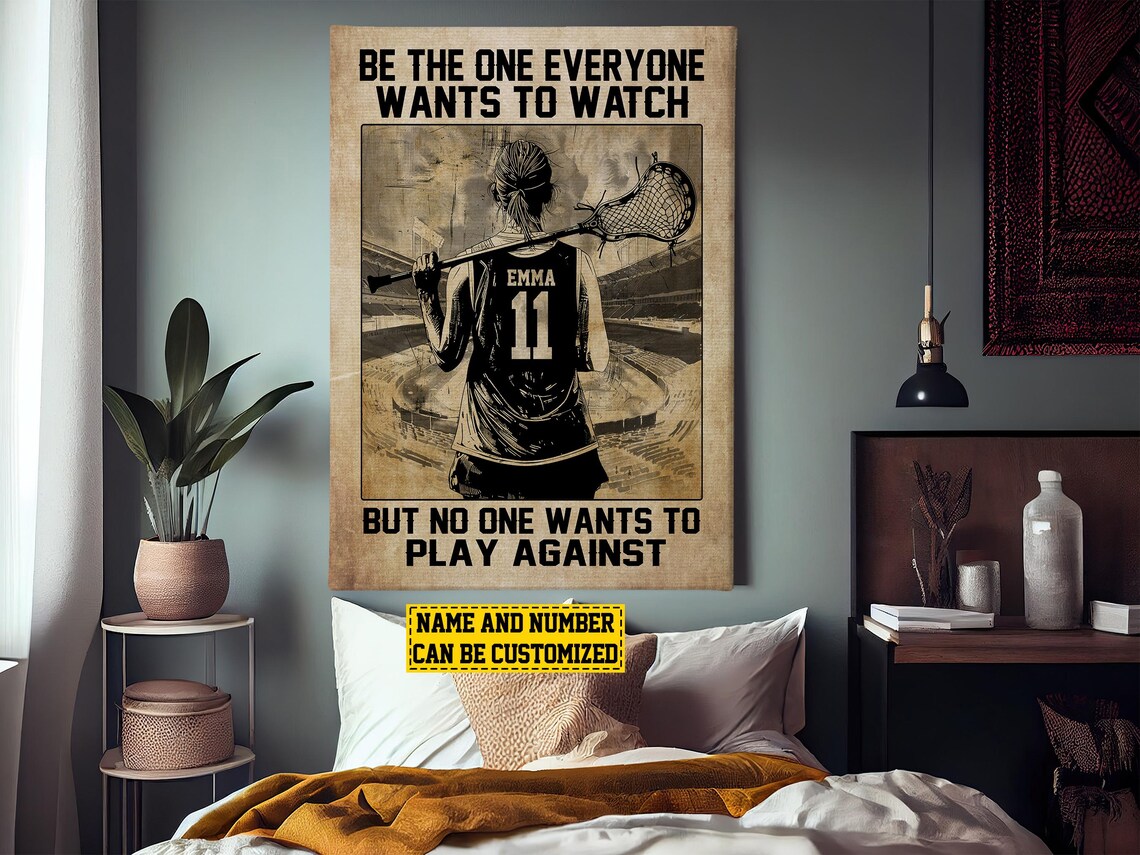 Personalized Lacrosse Girl Be The One Quote Custom Name Number Sports Poster - Image 3