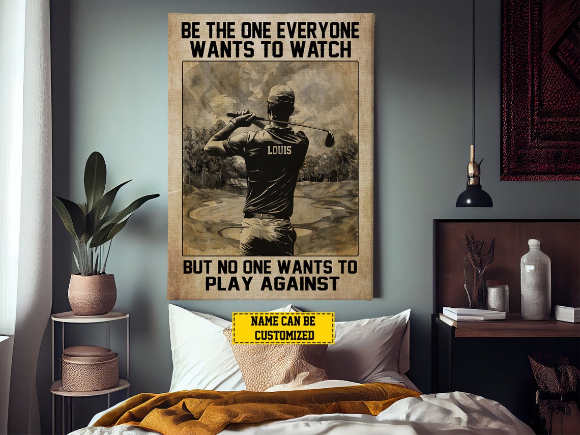 Golf Motivation Personalized Vintage Golfer Swing Quote Poster - Image 2