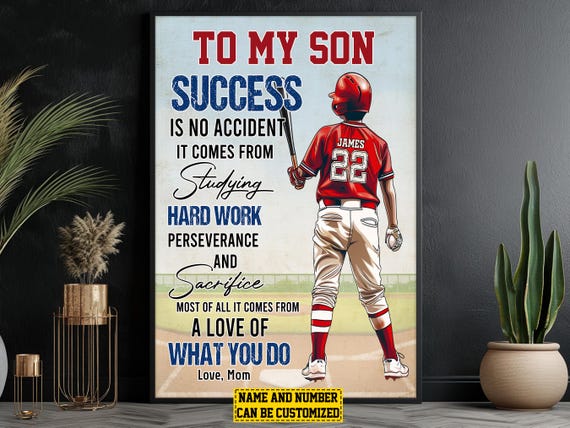 Baseball Player Son Personalized Print Baseball Poster Print Softball Gift For Son Boys