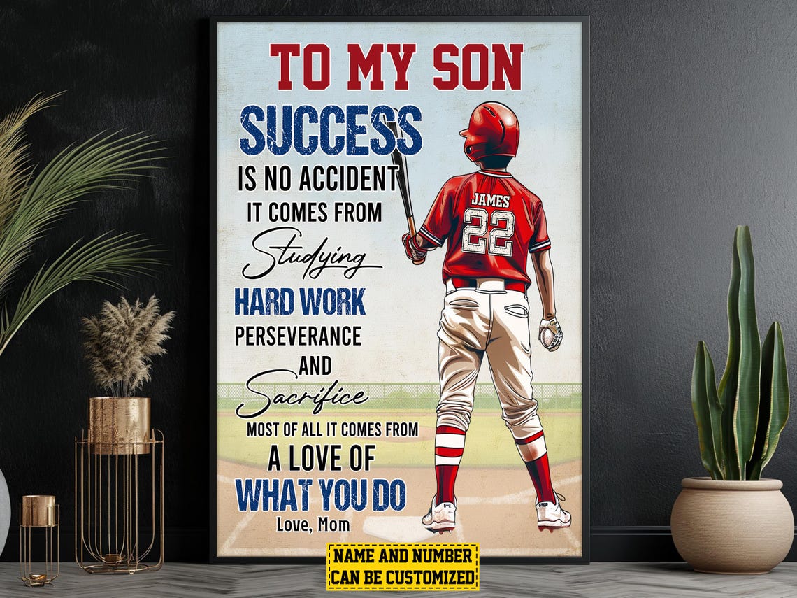 Baseball Player Son Personalized Print Baseball Poster Print Softball Gift For Son Boys