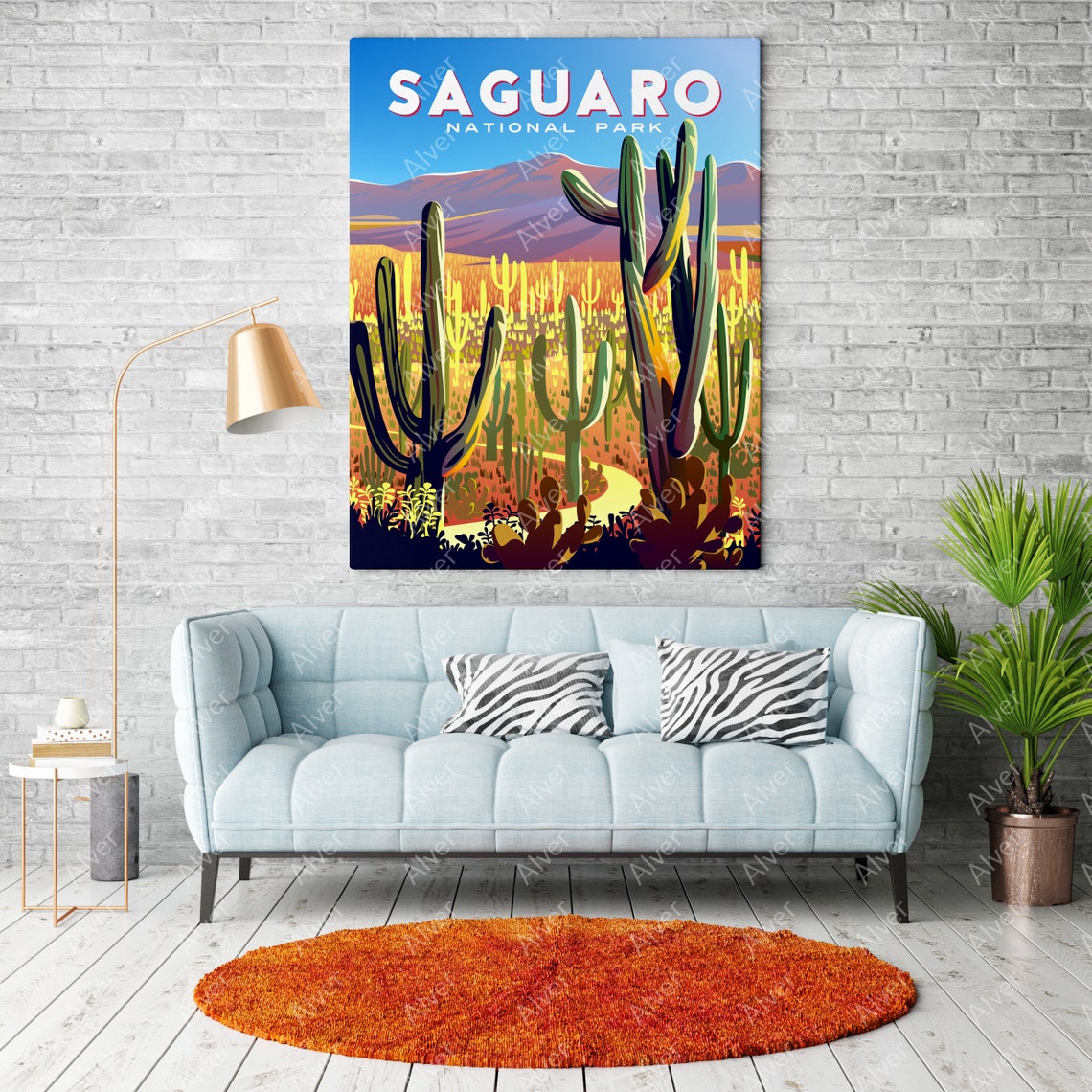 Saguaro National Park Desert Cactus Sunset Retro Travel Poster - Image 2