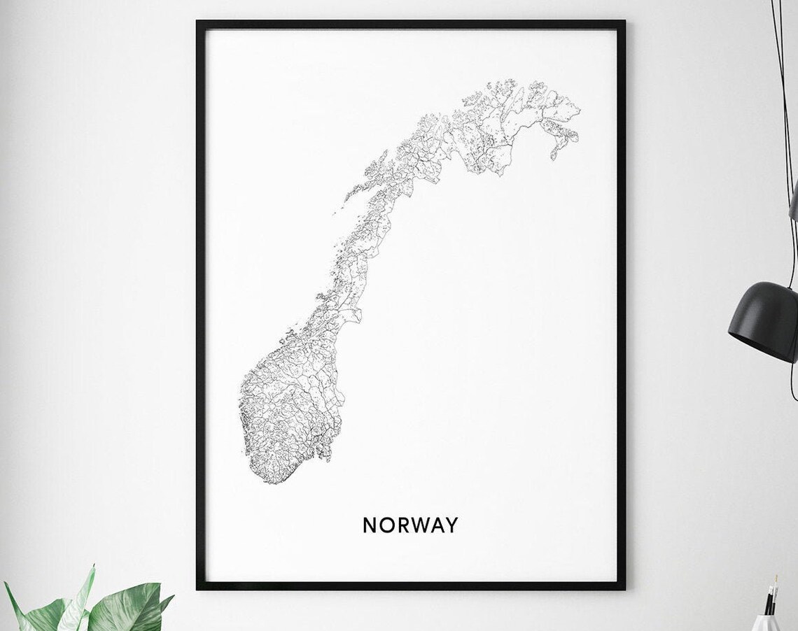 Norway Map Print, Modern Minimalist Poster