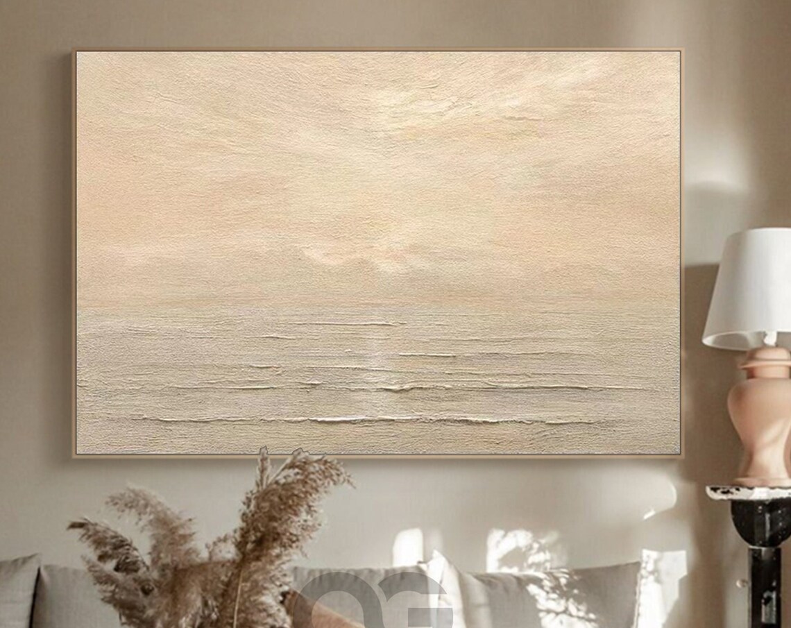 Minimalist Beige Cream Seascape Textured Abstract Neutral Beach Poster