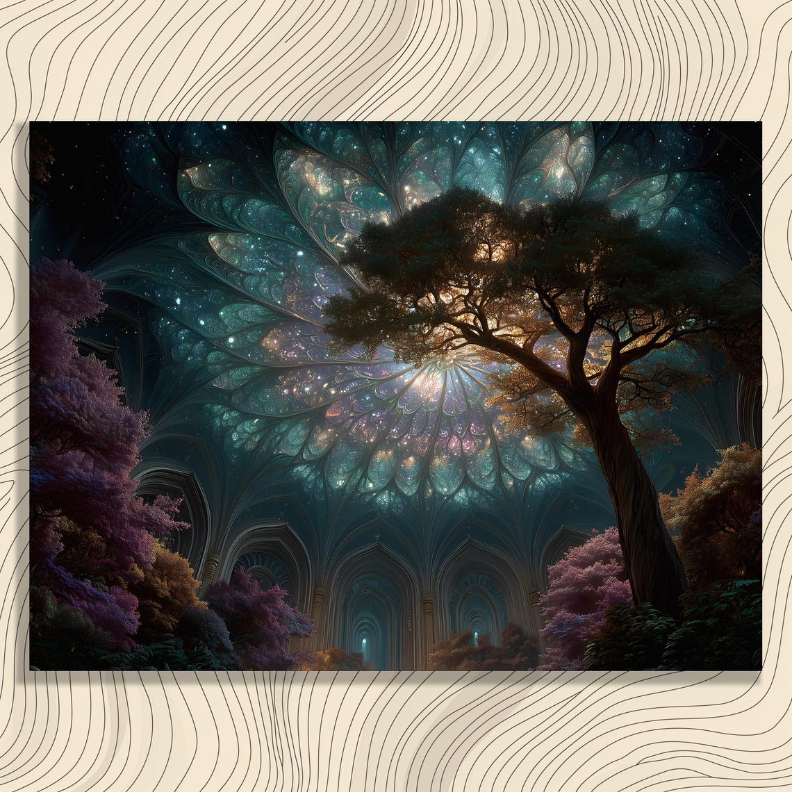 Cosmic Tree Starry Night Surreal Celestial Forest Dreamy Poster