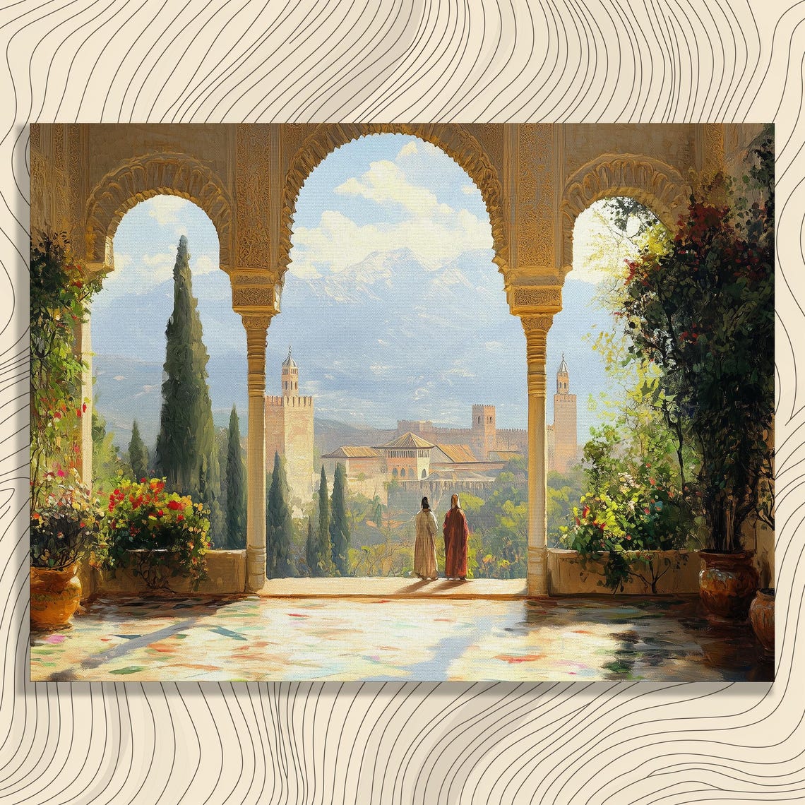 Alhambra Palace Arches Garden View Granada Spain Architecture Poster