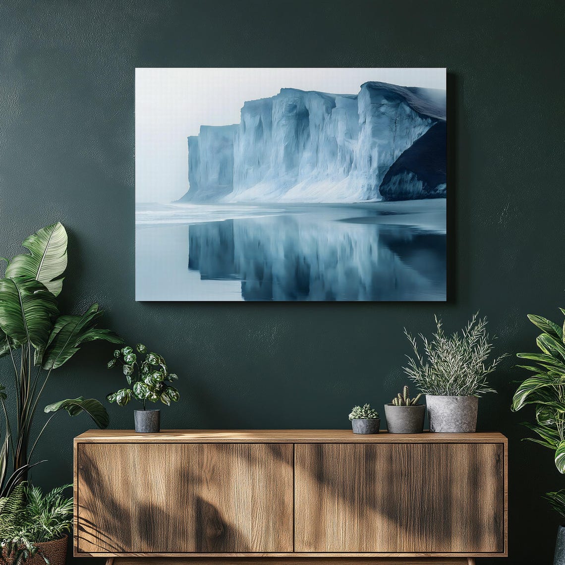 White Chalk Cliffs Coastal Seascape Mirror Reflection Nature Poster