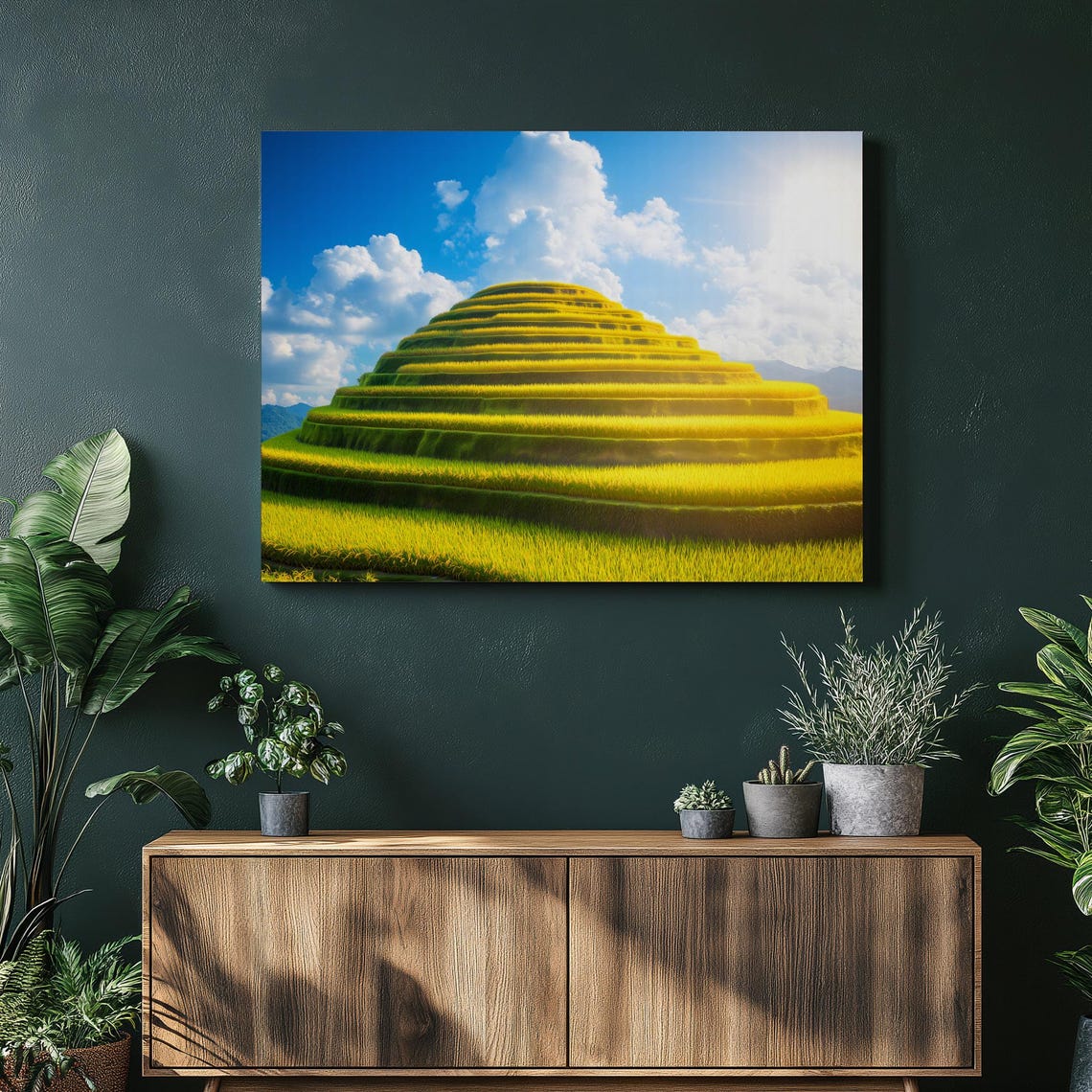 Golden Rice Terraces Sunlit Hillside Bright Landscape Poster