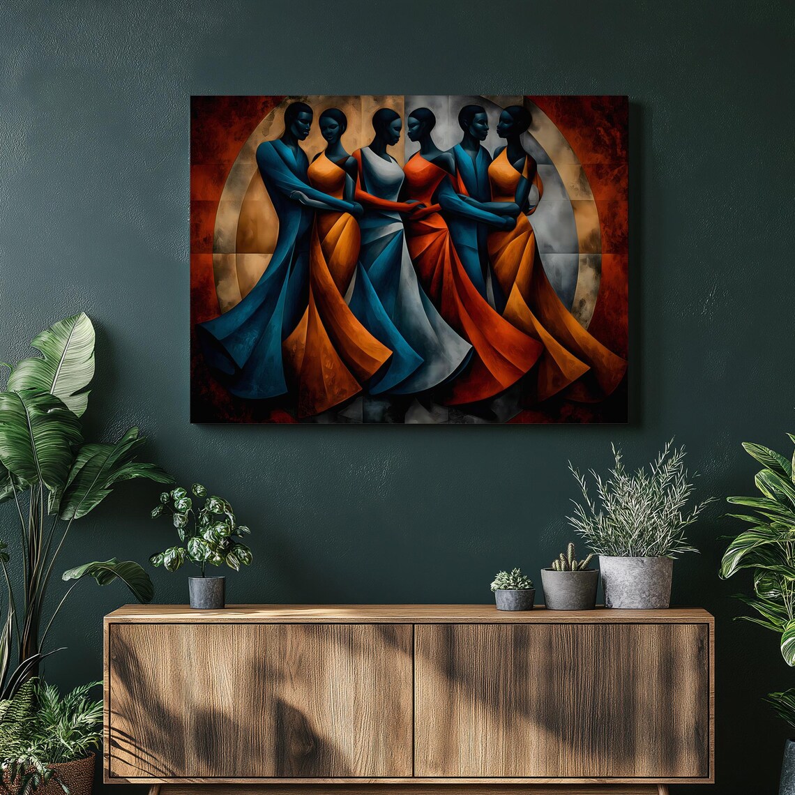 African Dancers Joyful Celebration Flowing Robes Bold Art Painting Poster