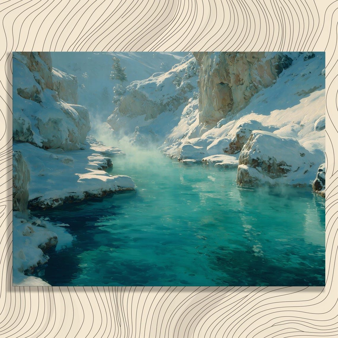 Hot Springs Turquoise Water Snowy Canyon Winter Landscape Poster