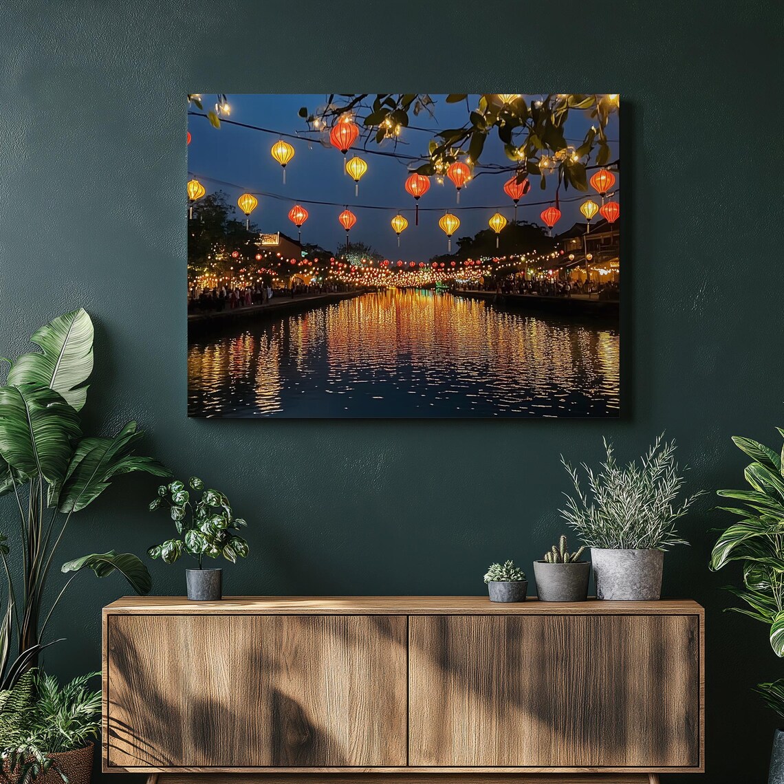 Hoi An Vietnam Lantern River Night Lights Festival Travel Poster