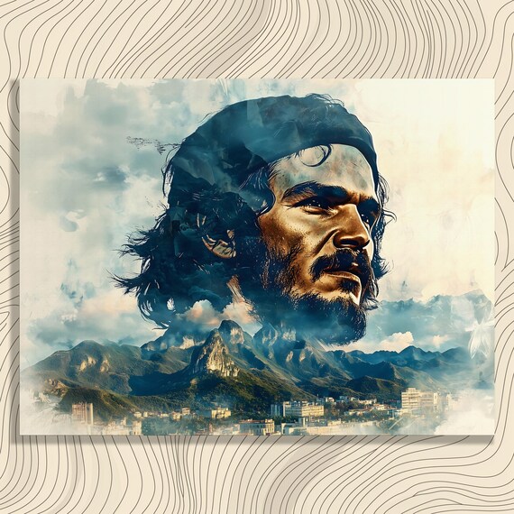 Surreal Portrait Canvas Wall Art Mountain Cityscape Fusion Statement Bold Modern Home Decor Gift For Enthusiasts And Collectors