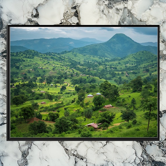 Nigeria Canvas Wall Art Stunning Representation Of Africa Landscape Original Painting Colourful And Grey Contrast Home