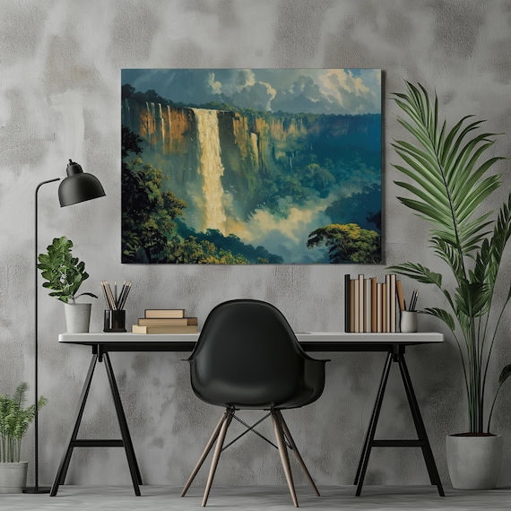 Kaieteur Falls Guyana Tropical Rainforest Waterfall Art Poster