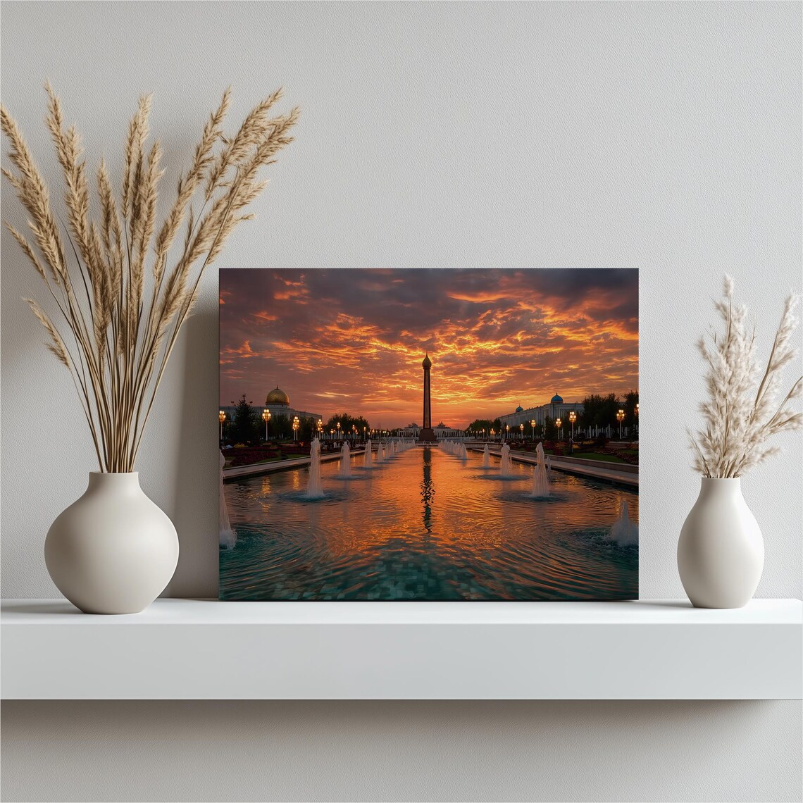 Sunset Fountains Reflecting Pool Obelisk Grand Plaza View Poster