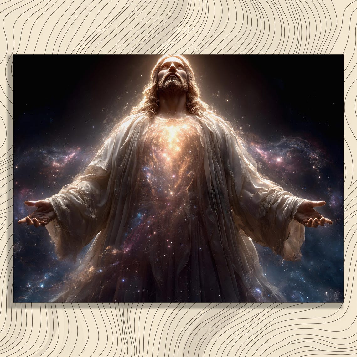 Jesus Christ Cosmic Galaxy Light Divine Heavenly Spiritual Poster