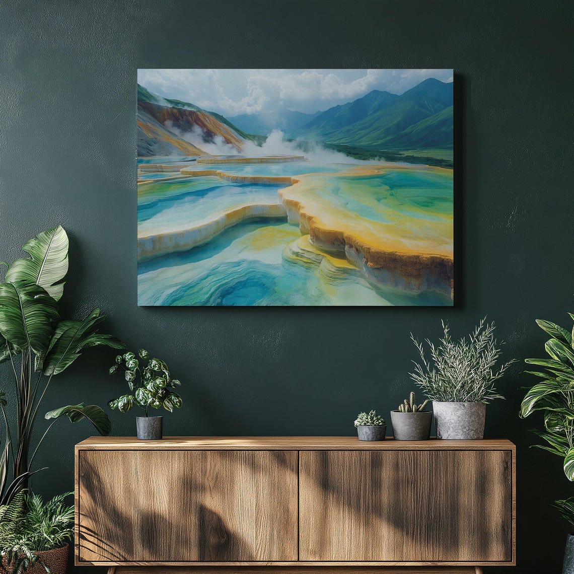 Geothermal Hot Springs Terraces Turquoise Mineral Pools Wall Art